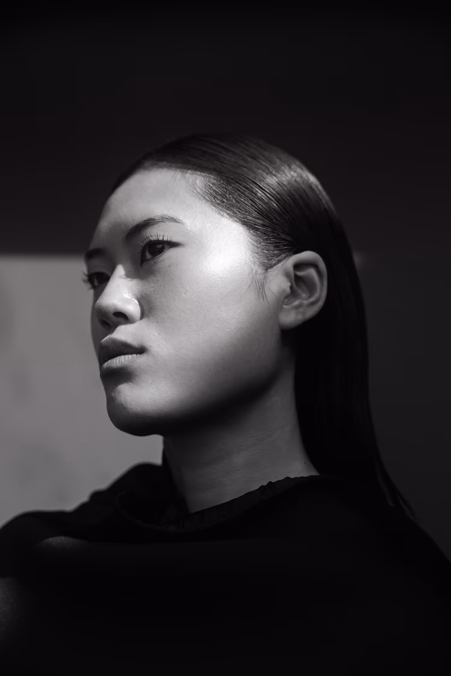 Woman looking straight ahead